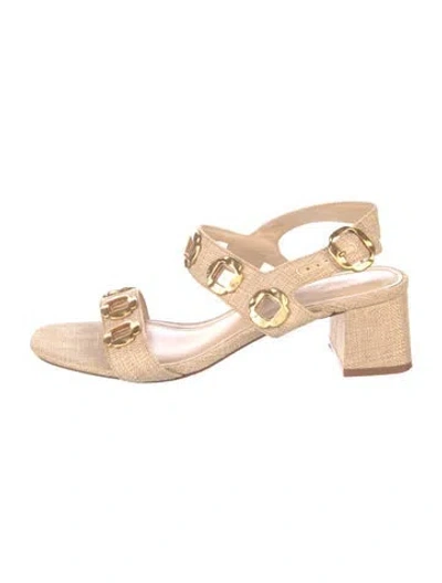 Pre-owned Larroude Canvas Sandals In Neutral
