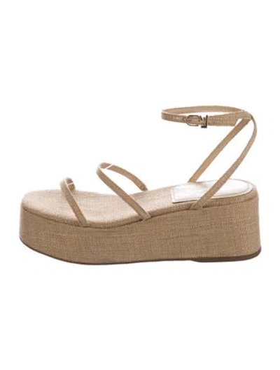 Pre-owned Larroude Canvas Sandals In Neutrals