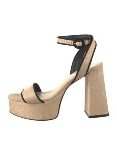 Pre-owned Larroude Canvas Sandals In Neutrals