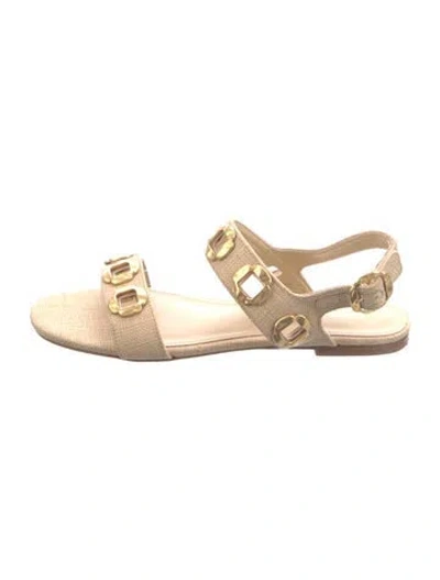 Pre-owned Larroude Canvas Sandals In Neutrals