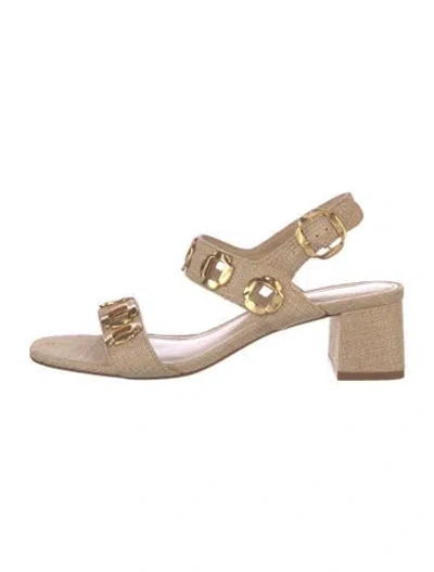 Pre-owned Larroude Canvas Sandals In Neutrals