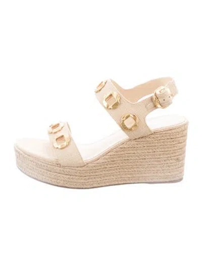 Pre-owned Larroude Canvas Sandals In Neutrals