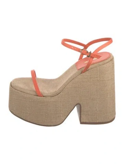 Pre-owned Larroude Canvas Sandals In Orange