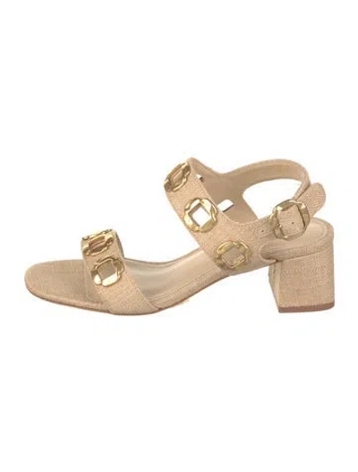 Pre-owned Larroude Canvas Sandals W/ Tags In Gold/neutrals