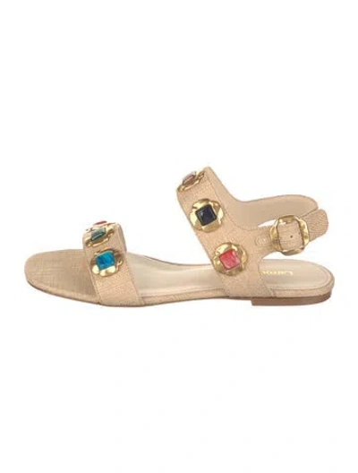 Pre-owned Larroude Canvas Sandals W/ Tags In Neutral