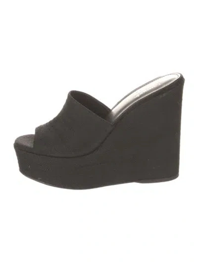 Pre-owned Larroude Canvas Slides In Gray