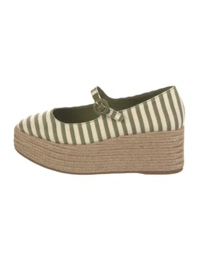 Pre-owned Larroude Canvas Striped Espadrilles In Neutral