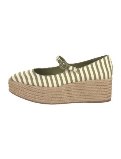 Pre-owned Larroude Canvas Striped Espadrilles In Neutral
