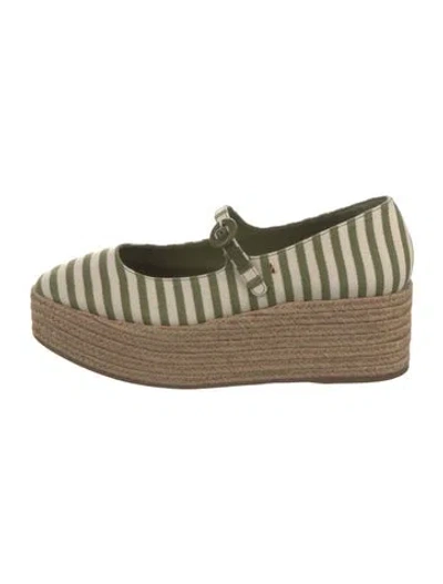 Pre-owned Larroude Canvas Striped Espadrilles W/ Tags In Green