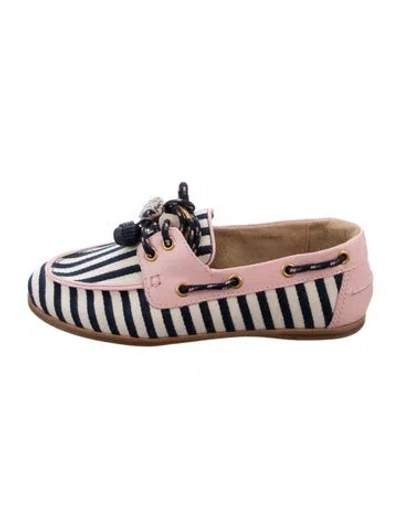 Pre-owned Larroude Canvas Striped Loafers In Multicolor