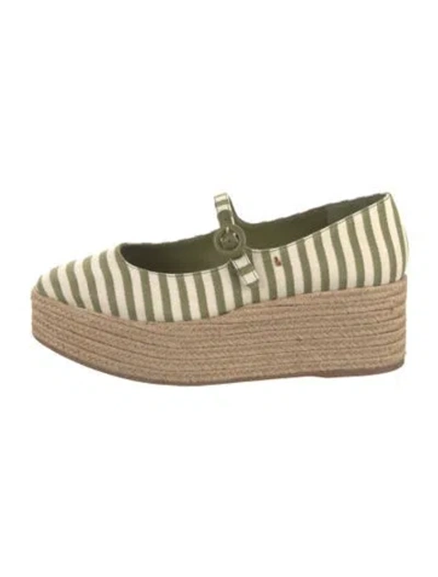 Pre-owned Larroude Canvas Striped Pumps In Neutral