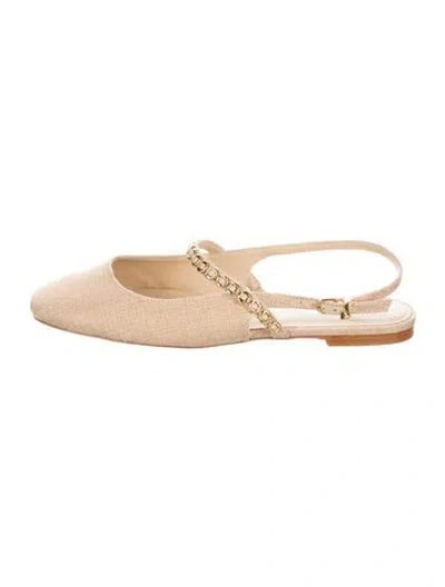 Pre-owned Larroude Chain-link Accents Ballet Flats In Neutrals