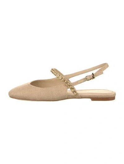 Pre-owned Larroude Chain-link Accents Ballet Flats In Neutrals