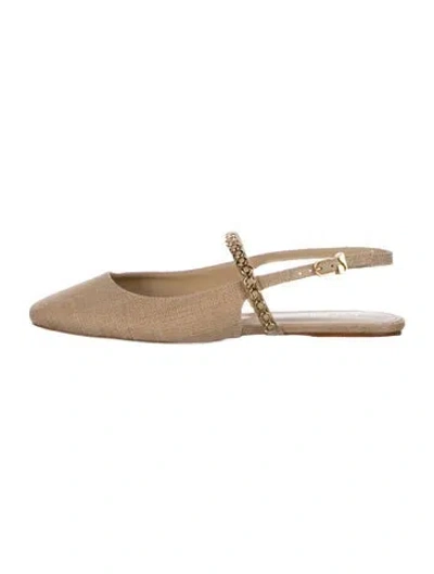 Pre-owned Larroude Chain-link Accents Flats In Neutrals