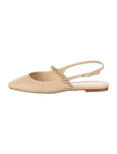 Pre-owned Larroude Chain-link Accents Slingback Flats In Neutral