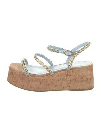 Pre-owned Larroude Chain-link Accents Slingback Sandals In Blue