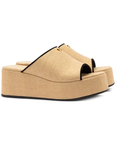 Larroude Larroudé Charli Raffia & Leather Mule In Brown