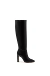 Larroude Cindy Leather Block-heel Knee Boots In Black