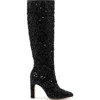 Larroude Cindy Leather Sequin Knee Boots In Black