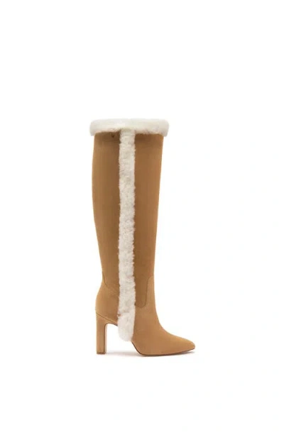 Larroude Cindy Hi Faux Fur Boot In Peanut
