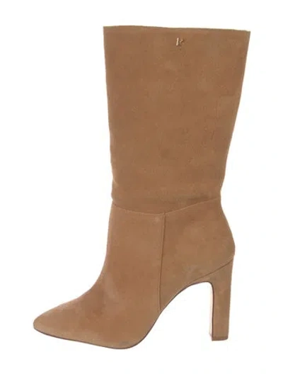 Pre-owned Larroude Cindy Suede Boots In Brown