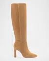Larroude Cindy Suede Knee Boots In Peanut