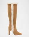 Larroude Cindy Hi Faux Fur Boot In Peanut