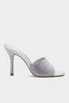 Larroude Colette Crystal Mule In Gray Suede