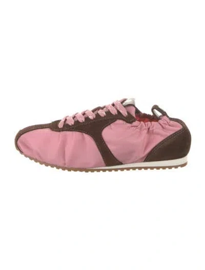 Pre-owned Larroude Colorblock Pattern Sneakers In Pink