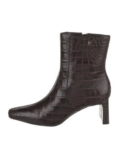Pre-owned Larroude Crocodile Boots In Black