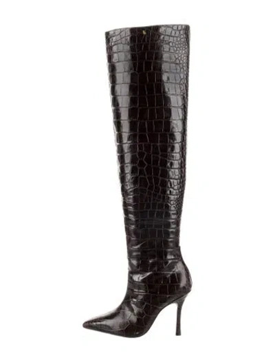 Pre-owned Larroude Crocodile Boots In Brown