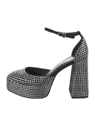 Pre-owned Larroude Crystal Crystal Embellishments D'orsay Pumps In Black