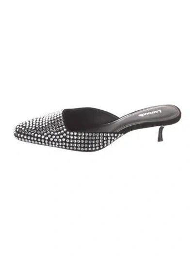 Pre-owned Larroude Crystal Embellishments Mules In Black