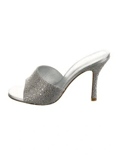 Pre-owned Larroude Crystal Embellishments Slides