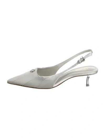 Pre-owned Larroude Crystal Embellishments Slingback Pumps In Gray