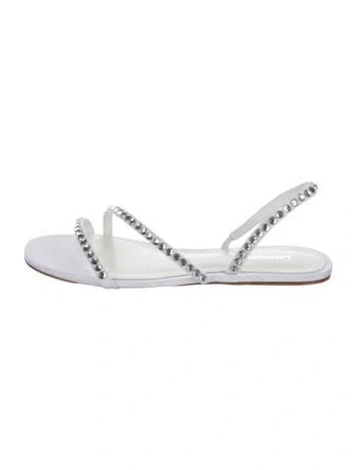 Pre-owned Larroude Crystal Embellishments Slingback Sandals In White