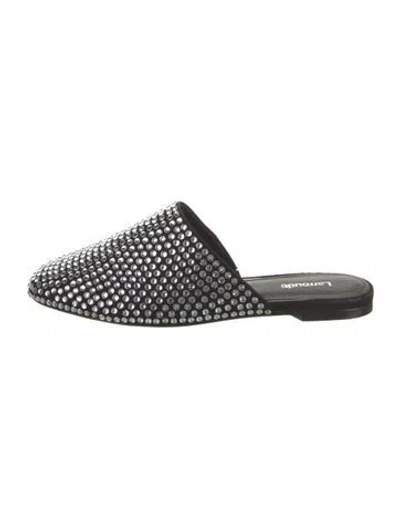 Pre-owned Larroude Crystal Mules In Black