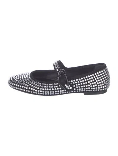 Pre-owned Larroude Crystal Patterned Mary Jane Flats In Blue