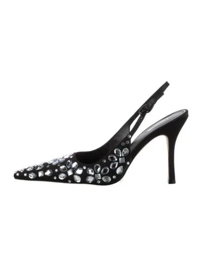 Pre-owned Larroude Crystal Slingback Pumps In Black