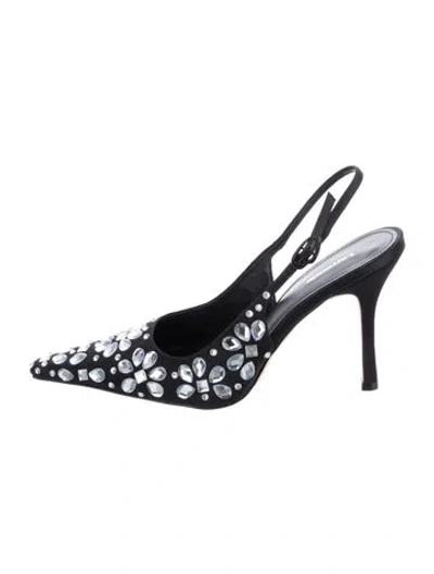 Pre-owned Larroude Crystal Slingback Pumps In Black