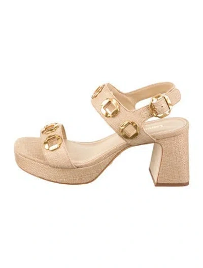 Pre-owned Larroude Cutout Accent Sandals In Neutrals