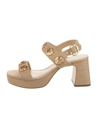 Pre-owned Larroude Cutout Accent Sandals In Neutrals