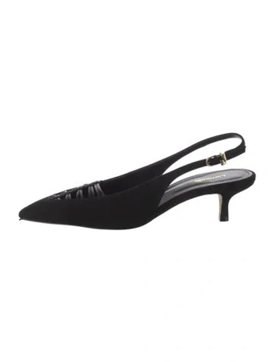Pre-owned Larroude Cutout Accent Slingback Pumps In Black