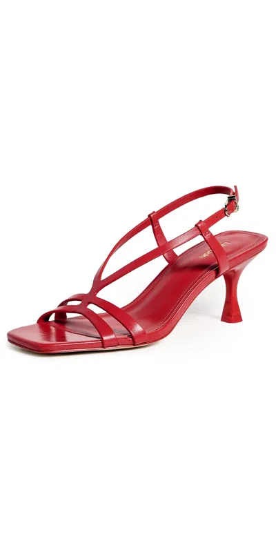 Larroude Daphne Sandals Scarlet Leather In Red