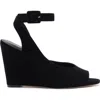 Larroude Deena By Larroudé Wedge Sandal In Black