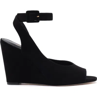 Larroude Deena By Larroudé Wedge Sandal In Black