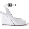 Larroude Deena By Larroudé Wedge Sandal In Silver