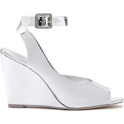 Larroude Deena By Larroudé Wedge Sandal In Silver