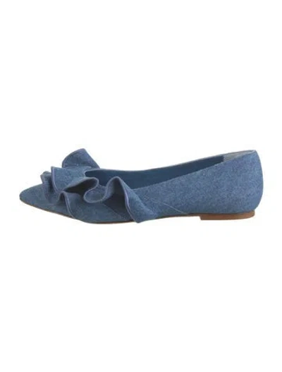 Pre-owned Larroude Denim Ballet Flats In Blue