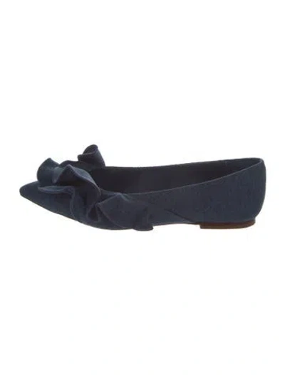 Pre-owned Larroude Denim Flats In Blue